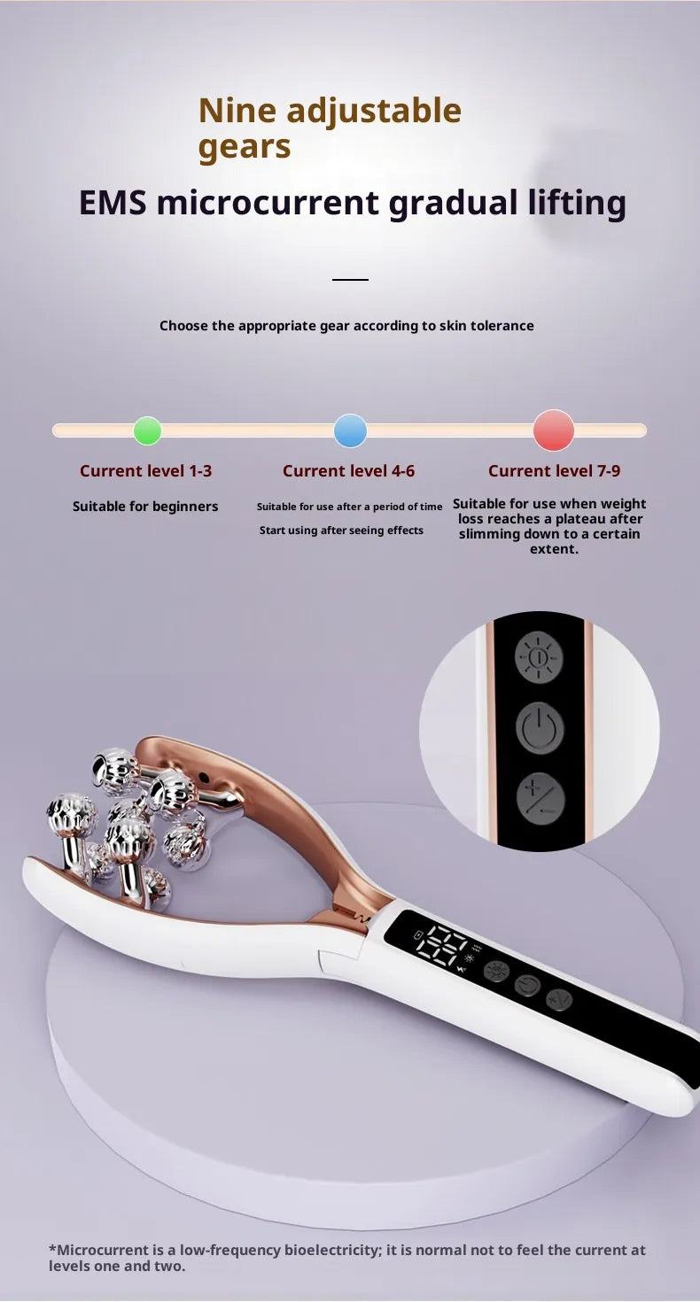 V-Roller EMS Microcurrent Red And Blue Dual-Wave Roller Massager